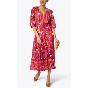 WALKER & WADE | $238 Carrie Cherry Red Printed Midi Dress, Size XS